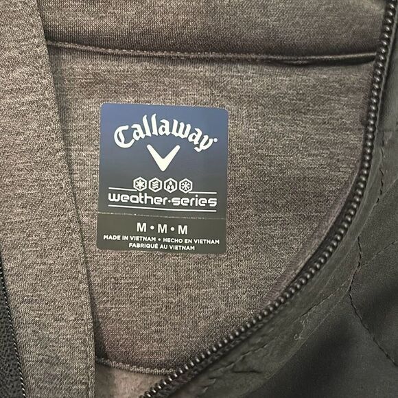 Callaway Jacket Mens Weather Series Black Gray Quilted Full Zip Softshell Medium - Picture 5 of 9